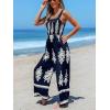 CUPSHE Women’s Romper Square Neck Sleeveless Jumpsuit Straight leg Outfit Casual Dressy(Navy Floral)