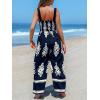 CUPSHE Women’s Romper Square Neck Sleeveless Jumpsuit Straight leg Outfit Casual Dressy(Navy Floral)