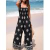 CUPSHE Women’s Romper Square Neck Sleeveless Jumpsuit Straight leg Outfit Casual Dressy(Navy Flower)