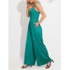 CUPSHE Women’s Romper Square Neck Sleeveless Jumpsuit Straight leg Outfit Casual Dressy(Teal)