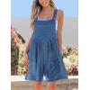 CUPSHE Women’s Romper Square Neck Sleeveless Straight leg Jumpsuit Botton Outfit Casual Dressy(Blue)