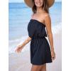 CUPSHE Women’s Romper Strapless Off-Shoulder Floral Sleeveless Wide leg Jumpsuit Outfit Casual Beachwear Vacation(Black)