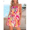 CUPSHE Women’s Romper Strapless Off-Shoulder Floral Sleeveless Wide leg Jumpsuit Outfit Casual Beachwear Vacation(Pink)