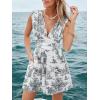 CUPSHE Women’s Romper V Neck Printed Floral Sleeveless High Waist Jumpsuit Casual Vacation(Black)