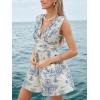 CUPSHE Women’s Romper V Neck Printed Floral Sleeveless High Waist Jumpsuit Casual Vacation(Blue)