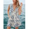 CUPSHE Women’s Romper V Neck Printed Floral Sleeveless High Waist Jumpsuit Casual Vacation(Blue)
