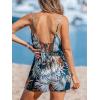CUPSHE Women’s Romper V Neck Sleeveless Cami Straps Waist Tie Wide leg Jumpsuit Outfit Coverup Casual Dressy(Blue)