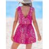 CUPSHE Women’s Romper V Neck Sleeveless Jumpsuit High Waist Elastic Casual Printed Loose Fit Summer Beach Outfit Vacation(Pink)