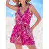 CUPSHE Women’s Romper V Neck Sleeveless Jumpsuit High Waist Elastic Casual Printed Loose Fit Summer Beach Outfit Vacation(Pink)