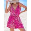 CUPSHE Women’s Romper V Neck Sleeveless Jumpsuit High Waist Elastic Casual Printed Loose Fit Summer Beach Outfit Vacation(Pink)