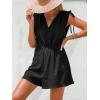 CUPSHE Women’s Romper V Neck Sleeveless Soild Jumpsuit High Waist Elastic Casual Summer Beach Outfit Casual Vacation(Black)