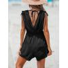 CUPSHE Women’s Romper V Neck Sleeveless Soild Jumpsuit High Waist Elastic Casual Summer Beach Outfit Casual Vacation(Black)