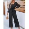 CUPSHE Women’s Romper V Neck Tied Long Sleeve Jumpsuit Straight leg Outfit Casual Dressy(Black)