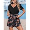 CUPSHE Women’s Romper V Neck Waist Belt Straight Leg Scalloped Hem Short Sleeve Outfit Casual Dressy(Orange)