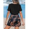 CUPSHE Women’s Romper V Neck Waist Belt Straight Leg Scalloped Hem Short Sleeve Outfit Casual Dressy(Orange)