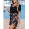 CUPSHE Women’s Romper V Neck Waist Belt Straight Leg Scalloped Hem Short Sleeve Outfit Casual Dressy(Orange)