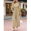 CUPSHE Women’s Romper Woven Square Neck 3/4 Sleeves Smocked Waist Straight Leg Jumpsuit Outfit Casual(Khaki)
