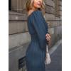 CUPSHE Women’s Romper Woven Square Neck 3/4 Sleeves Smocked Waist Straight Leg Jumpsuit Outfit Casual(Navy)