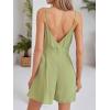 CUPSHE Women’s Romper Woven V Neck Sleeveless Wrapped Waist Pockets Wide leg Jumpsuit Outfit Casual Dressy(Green)
