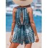 CUPSHE Women’s Rompers Halter Neck Sleeveless Elastic Waist Shorts Jumpsuit Wide Leg One Piece Casual Summer Outfits(Navy)
