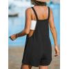 CUPSHE Women’s Rompers Sleeveless Square Neck Jumpsuits Wide Leg Bib Overall with Pockets Outfit Casual Beach(Black)