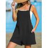 CUPSHE Women’s Rompers Sleeveless Square Neck Jumpsuits Wide Leg Bib Overall with Pockets Outfit Casual Beach(Black)