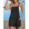 CUPSHE Women’s Rompers Sleeveless Square Neck Jumpsuits Wide Leg Bib Overall with Pockets Outfit Casual Beach(Black)
