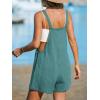 CUPSHE Women’s Rompers Sleeveless Square Neck Jumpsuits Wide Leg Bib Overall with Pockets Outfit Casual Beach(Blue)