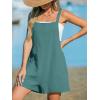 CUPSHE Women’s Rompers Sleeveless Square Neck Jumpsuits Wide Leg Bib Overall with Pockets Outfit Casual Beach(Blue)