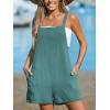 CUPSHE Women’s Rompers Sleeveless Square Neck Jumpsuits Wide Leg Bib Overall with Pockets Outfit Casual Beach(Blue)