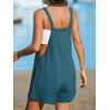CUPSHE Women’s Rompers Sleeveless Square Neck Jumpsuits Wide Leg Bib Overall with Pockets Outfit Casual Beach(Dark Blue)