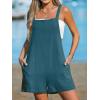 CUPSHE Women’s Rompers Sleeveless Square Neck Jumpsuits Wide Leg Bib Overall with Pockets Outfit Casual Beach(Dark Blue)