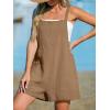 CUPSHE Women’s Rompers Sleeveless Square Neck Jumpsuits Wide Leg Bib Overall with Pockets Outfit Casual Beach(Dark Brown)