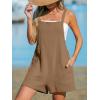 CUPSHE Women’s Rompers Sleeveless Square Neck Jumpsuits Wide Leg Bib Overall with Pockets Outfit Casual Beach(Dark Brown)