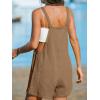 CUPSHE Women’s Rompers Sleeveless Square Neck Jumpsuits Wide Leg Bib Overall with Pockets Outfit Casual Beach(Dark Brown)