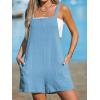 CUPSHE Women’s Rompers Sleeveless Square Neck Jumpsuits Wide Leg Bib Overall with Pockets Outfit Casual Beach(Light Blue)