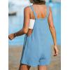 CUPSHE Women’s Rompers Sleeveless Square Neck Jumpsuits Wide Leg Bib Overall with Pockets Outfit Casual Beach(Light Blue)
