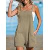CUPSHE Women’s Rompers Sleeveless Square Neck Jumpsuits Wide Leg Bib Overall with Pockets Outfit Casual Beach(Light Brown)