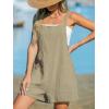 CUPSHE Women’s Rompers Sleeveless Square Neck Jumpsuits Wide Leg Bib Overall with Pockets Outfit Casual Beach(Light Brown)