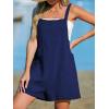 CUPSHE Women’s Rompers Sleeveless Square Neck Jumpsuits Wide Leg Bib Overall with Pockets Outfit Casual Beach(Navy)