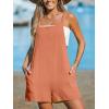 CUPSHE Women’s Rompers Sleeveless Square Neck Jumpsuits Wide Leg Bib Overall with Pockets Outfit Casual Beach(Orange)