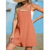 CUPSHE Women’s Rompers Sleeveless Square Neck Jumpsuits Wide Leg Bib Overall with Pockets Outfit Casual Beach(Orange)