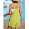 CUPSHE Women’s Rompers Sleeveless Square Neck Jumpsuits Wide Leg Bib Overall with Pockets Outfit Casual Beach(Yellow)