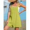 CUPSHE Women’s Rompers Sleeveless Square Neck Jumpsuits Wide Leg Bib Overall with Pockets Outfit Casual Beach(Yellow)