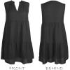 CUPSHE Women’s Ruffle Beach Mini Dress Split V Neck A Line Sleeveless Geometric Stripe Tropical Leaf Pattern Summer Dresses(Black)