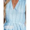 CUPSHE Women’s Ruffle Beach Mini Dress Split V Neck A Line Sleeveless Geometric Stripe Tropical Leaf Pattern Summer Dresses(Blue Striped)