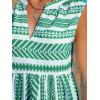 CUPSHE Women’s Ruffle Beach Mini Dress Split V Neck A Line Sleeveless Geometric Stripe Tropical Leaf Pattern Summer Dresses(Green Geometric)