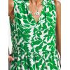 CUPSHE Women’s Ruffle Beach Mini Dress Split V Neck A Line Sleeveless Geometric Stripe Tropical Leaf Pattern Summer Dresses(Green Tropics)