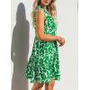 CUPSHE Women’s Ruffle Beach Mini Dress Split V Neck A Line Sleeveless Geometric Stripe Tropical Leaf Pattern Summer Dresses(Green Tropics)