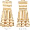 CUPSHE Women’s Ruffle Beach Mini Dress Split V Neck A Line Sleeveless Geometric Stripe Tropical Leaf Pattern Summer Dresses(Yellow Geometric)